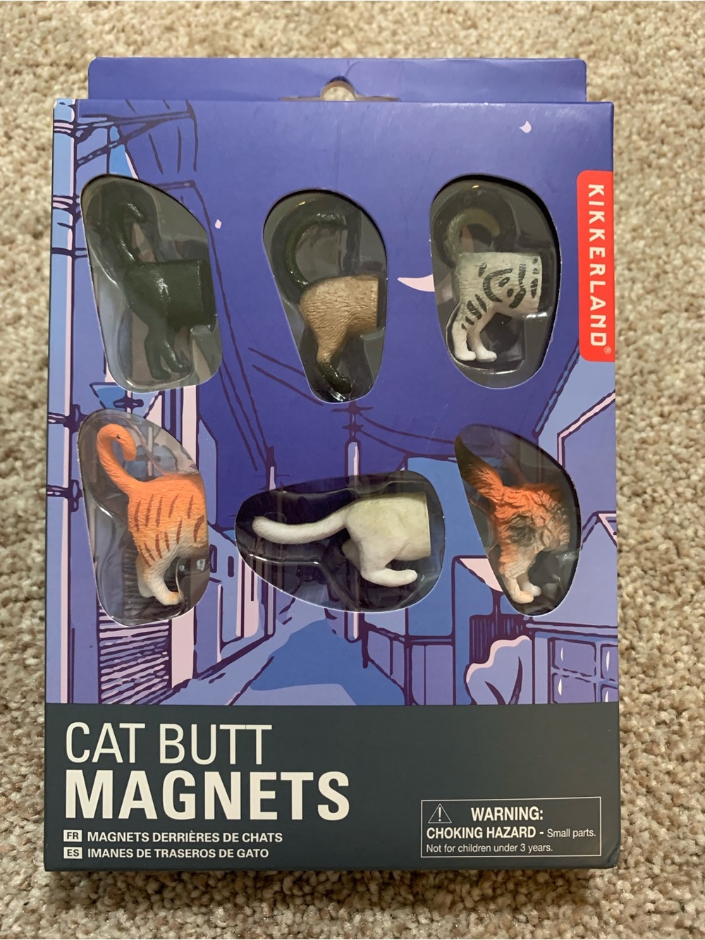 Kikkerland Cat Butt Refrigerator Magnets Set of 6 Novelty Gift Funny Decor - NEW
